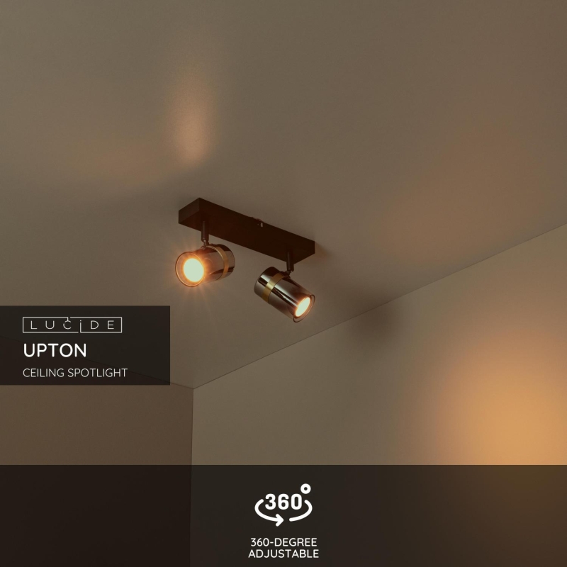 Lucide UPTON - Stropné bodové svietidlo - 2xGU10 - Smoke Grey